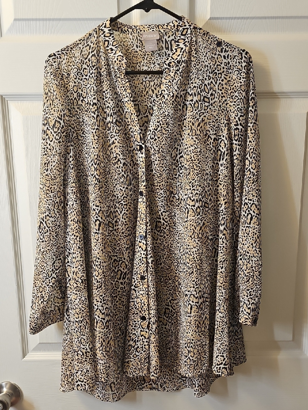 Chico's Beige Black Leopard Print Blouse